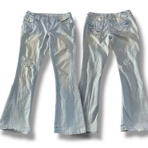 Series 31 Selena Distressed Bleached Sky Blue Boot Cut Jeans